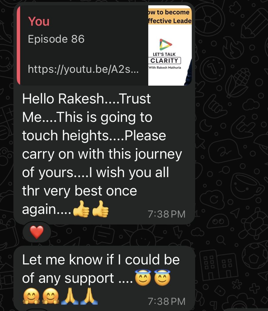 WhatsApp message from a participant 9