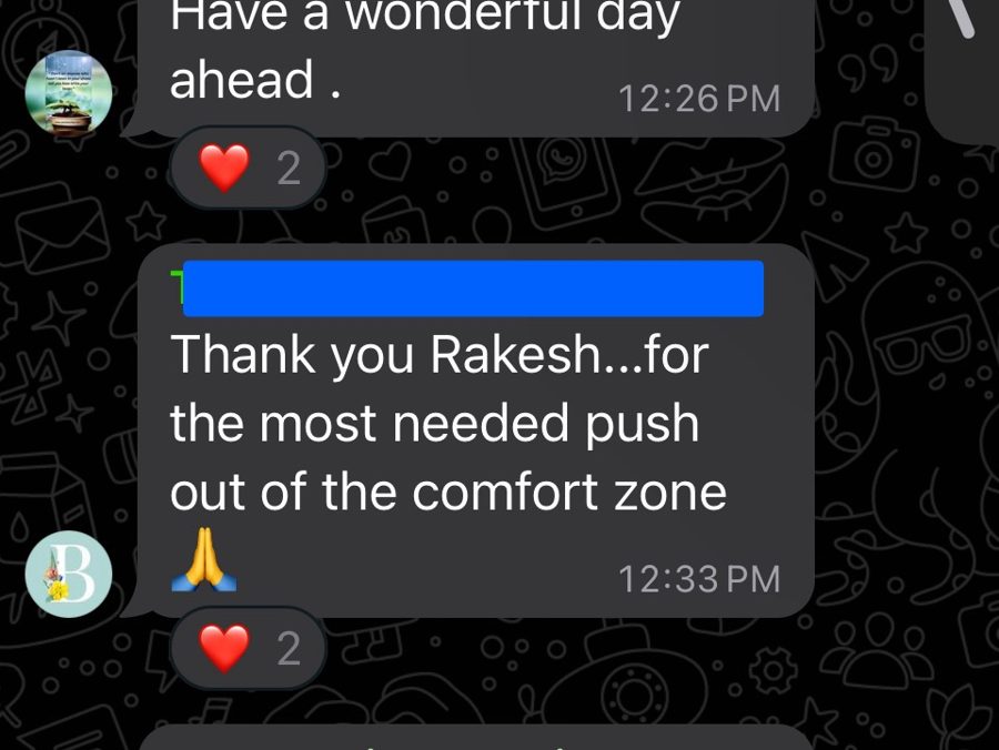 WhatsApp message from a participant 4