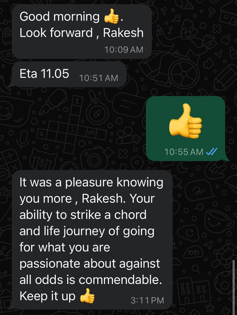 WhatsApp message from a participant 10